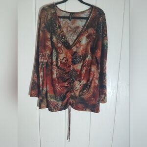 LIKE NEW!! SUSAN LAWRENCE, Fall Boho Top. Size 1X